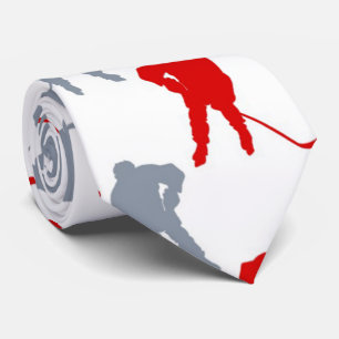 Red Gray Hockey Player Theme Personalized Neck Tie