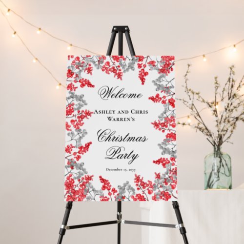 Red  Gray Holly Berries Floral Christmas Party Foam Board