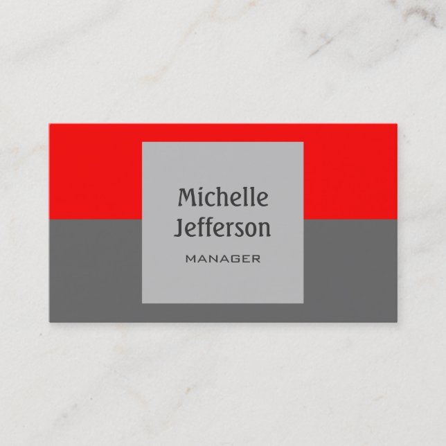 Red Gray Horizontal Stripes Pattern Business Card (Front)