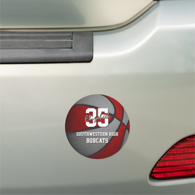 red gray kids basketball team colors custom car magnet (In Situ)
