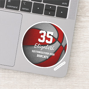 Red gray kids basketball team colors sticker