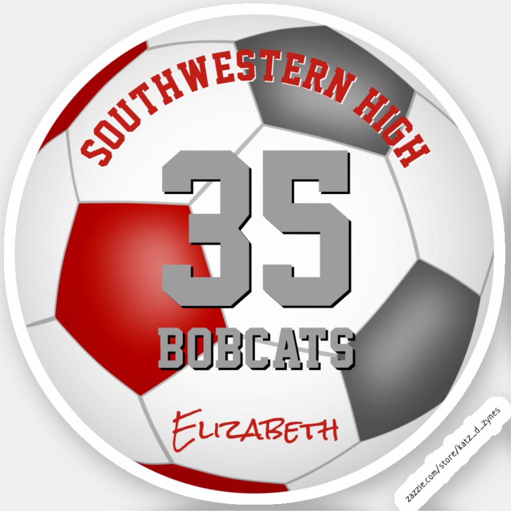 Red gray kids teens custom soccer team colors sticker