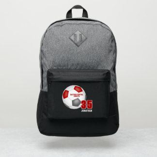 red gray kids teens soccer club colors  port authority® backpack