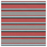 [ Thumbnail: Red, Gray, Light Blue & Black Colored Pattern Fabric ]