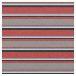 Red, Gray, Light Blue & Black Colored Pattern Fabric