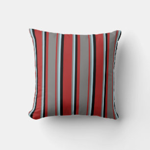 Red, Gray, Light Blue & Black Colored Pattern Throw Pillow