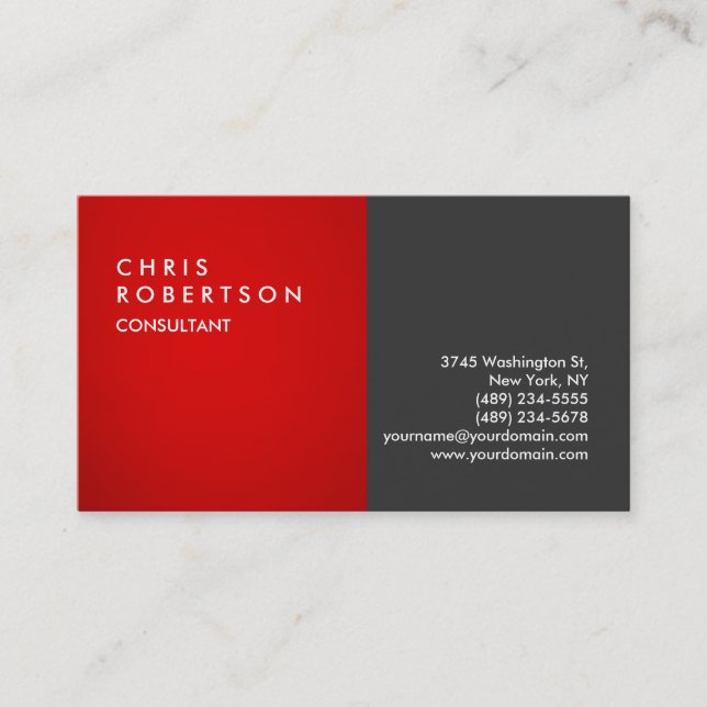 Red Gray Modern Creative Business Card (Front)