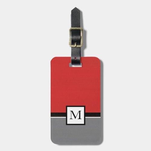 Red Gray Modern Luggage Tag