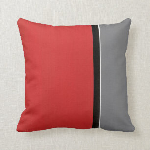 Red Gray Modern Throw Pillow