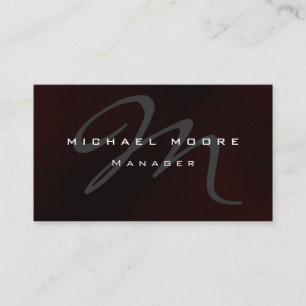 Red Gray Monogram Unique Attractive Business Card