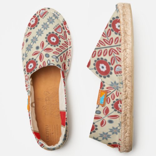 Red Gray Nordic Vision Pattern Espadrilles