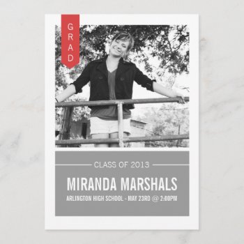 Red & Gray Photo Graduation Announcements by AllyJCat at Zazzle