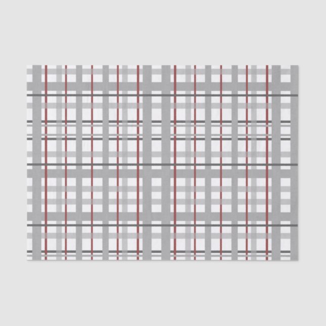 Red & Gray Plaid Tissue Paper (Front)