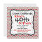 Red Gray Polka Dots 40th Birthday Party Invitation
