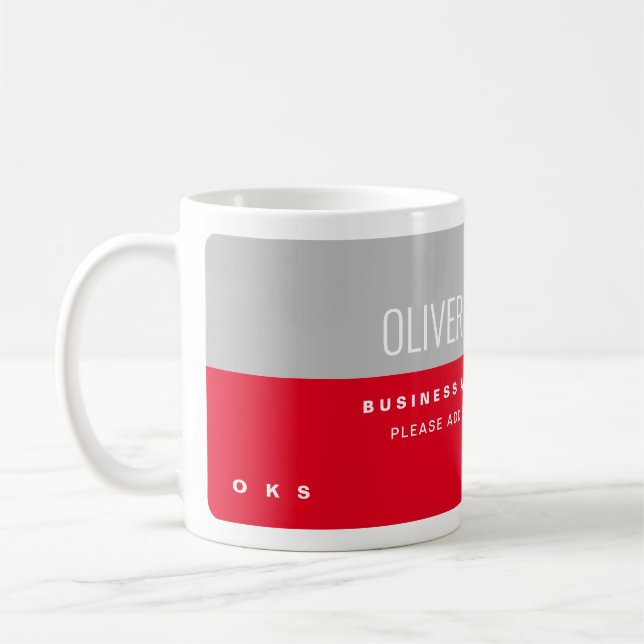 Red Gray Professional Name Coffee Mug (Left)