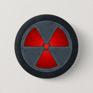 Red & Gray Radiation Symbol Button