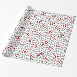 Red Gray Scandinavian Pattern Wrapping Paper