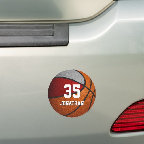 red gray school colors basketball team gift ideas car magnet