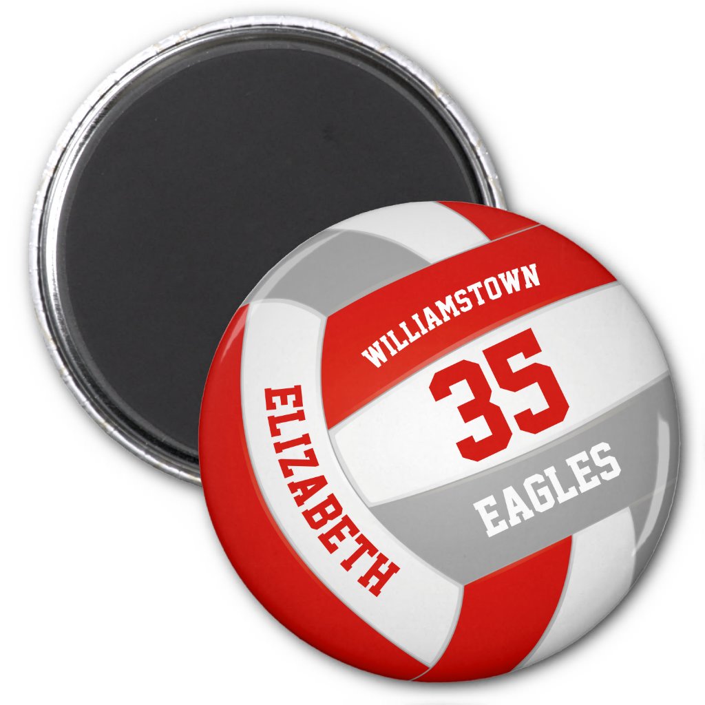 red gray school colors volleyball magnet