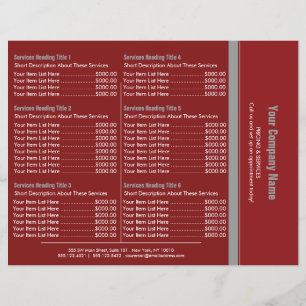 Red Gray Simple Border Price List 6 Flyer