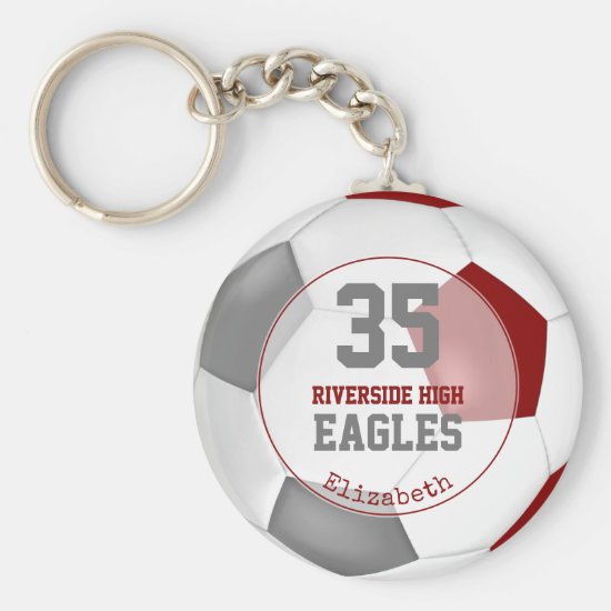 red gray simple soccer ball girls' team spirit keychain