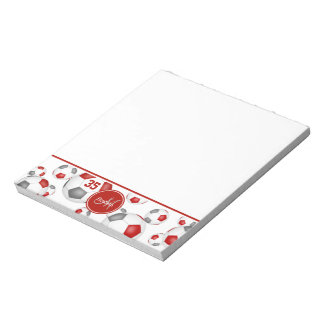 red gray soccer balls pattern accent  notepad