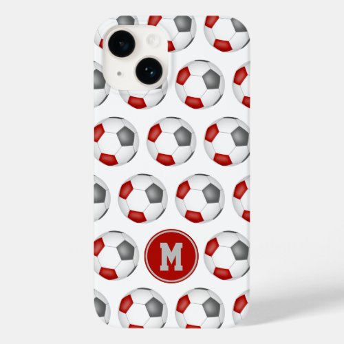 red gray soccer balls pattern monogrammed Case_Mate iPhone 14 case