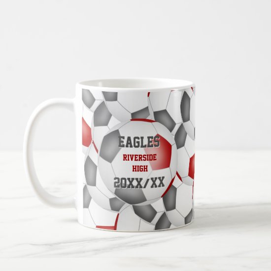 red gray soccer school team colors coach gift coffee mug