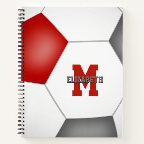 red gray soccer team colors personalized notebook