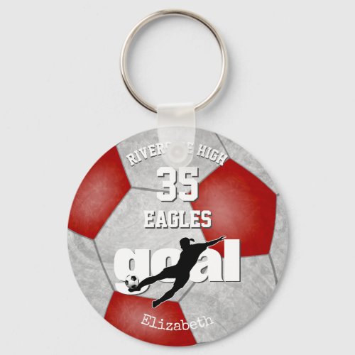 red gray soccer team spirit girls sports keychain