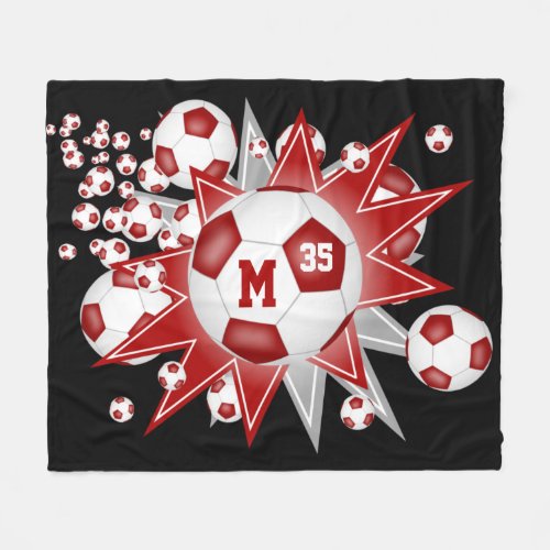 red gray sports room decor soccer ball blowout fleece blanket