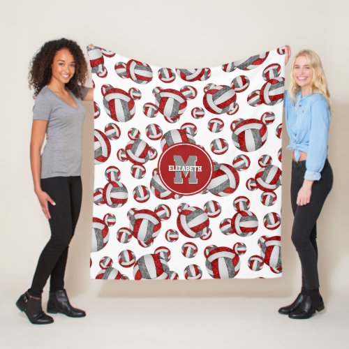 red gray sporty girls volleyball team colors fleece blanket