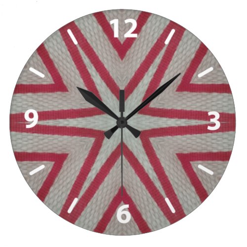 Red Gray Starburst Pattern Large Clock