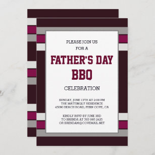 Red Gray Stripes Fathers Day Party Invitation