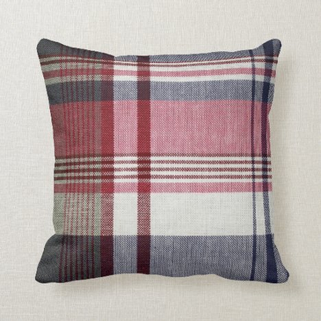 Red Gray Tartan Plaid Pillow
