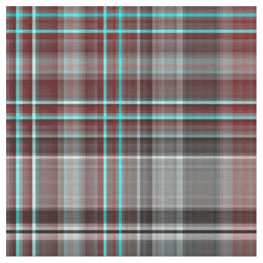 Red, Gray & Teal Plaid Fabric