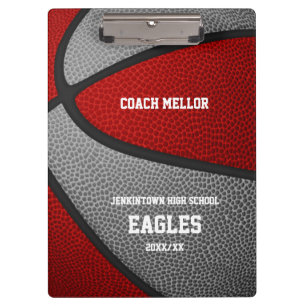 red gray team colors basketball coach name clipboard