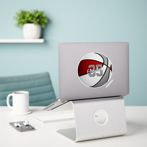 red gray team colors basketball sticker