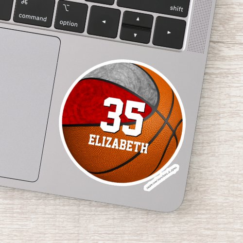 red gray team colors girls basketball sticker