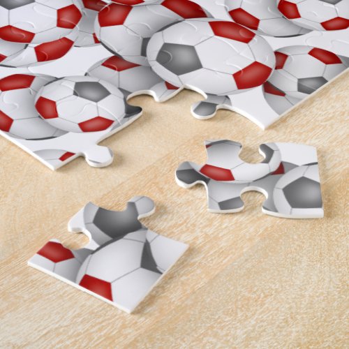 red gray team colors girls boys soccer jigsaw puzzle