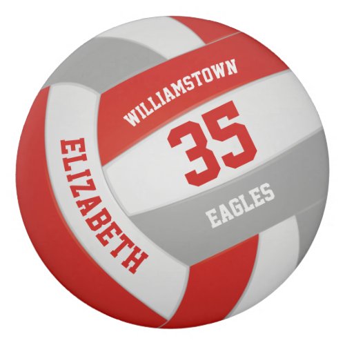 Red gray team colors girls boys volleyball eraser