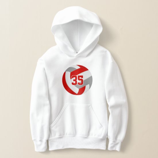 red gray team colors jersey number volleyball hoodie
