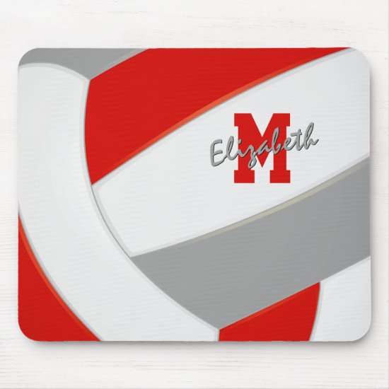 red gray team colors personalized volleyball mouse pad