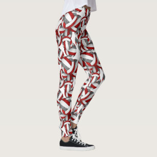 red gray team colors spirit volleyballs pattern leggings