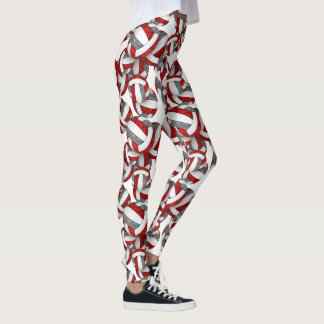 red gray team colors spirit volleyballs pattern leggings