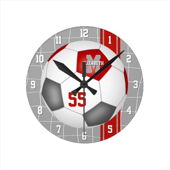 red gray team colors varsity stripes soccer round clock