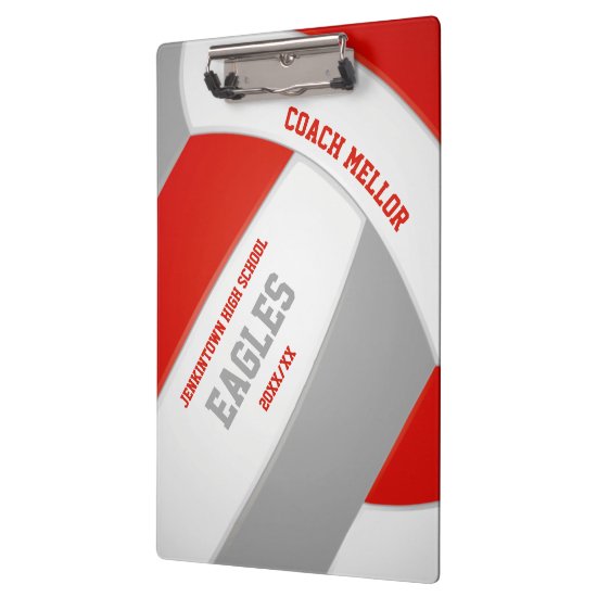red gray team colors volleyball coach clipboard