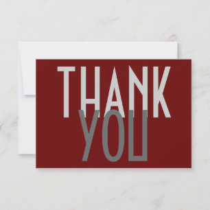 Red Gray Thank You Modern Minimalist Plain Card