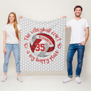 red gray The volleyball court is my happy place Fleece Blanket