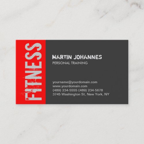 Red Gray Trainer Fitness Modern Business Card